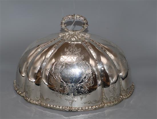 A Victorian plated meat dish cover length 36.5cm